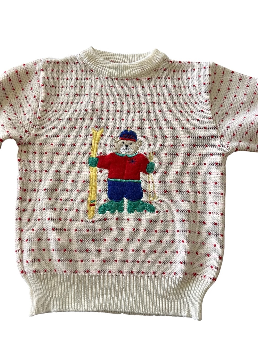 Vintage Early 90s Teddy Bear Ski Sweater size 7 - Picture 2 of 7